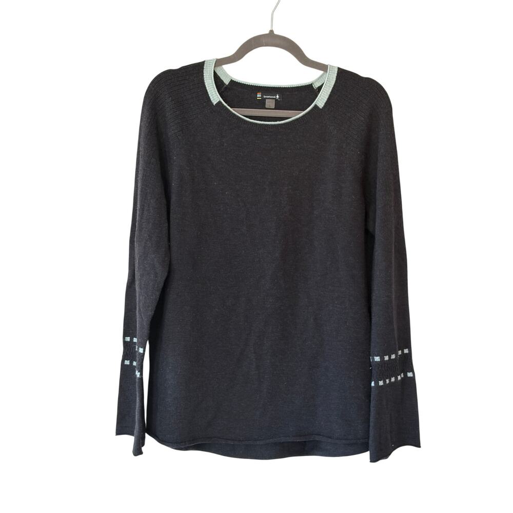 Smartwool women's sweater tunic large grey mint bell sleeves